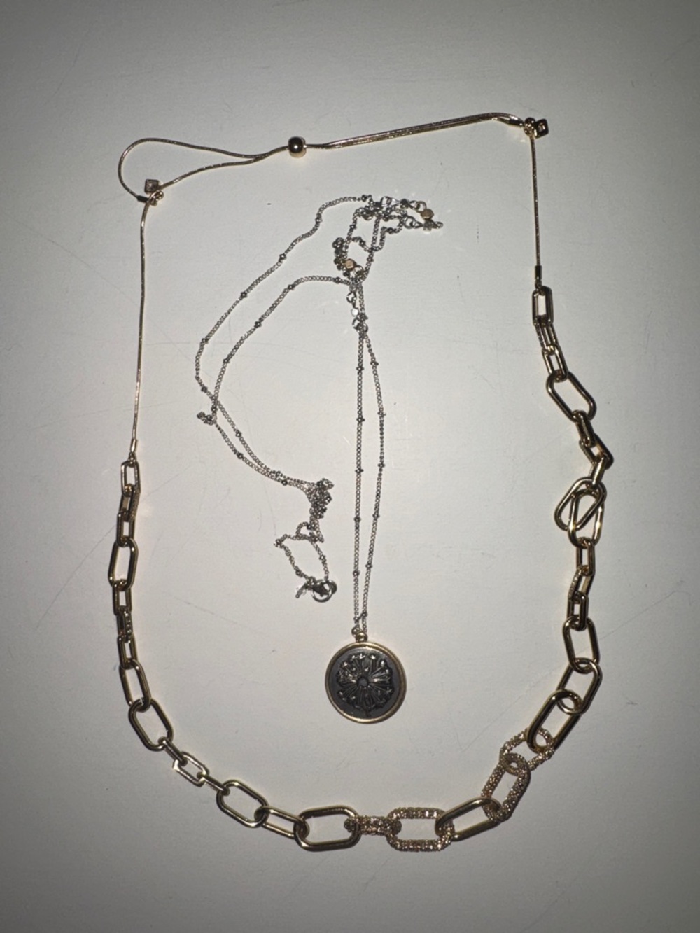 Gold-Tone Chunky Chain Necklace with Pendant